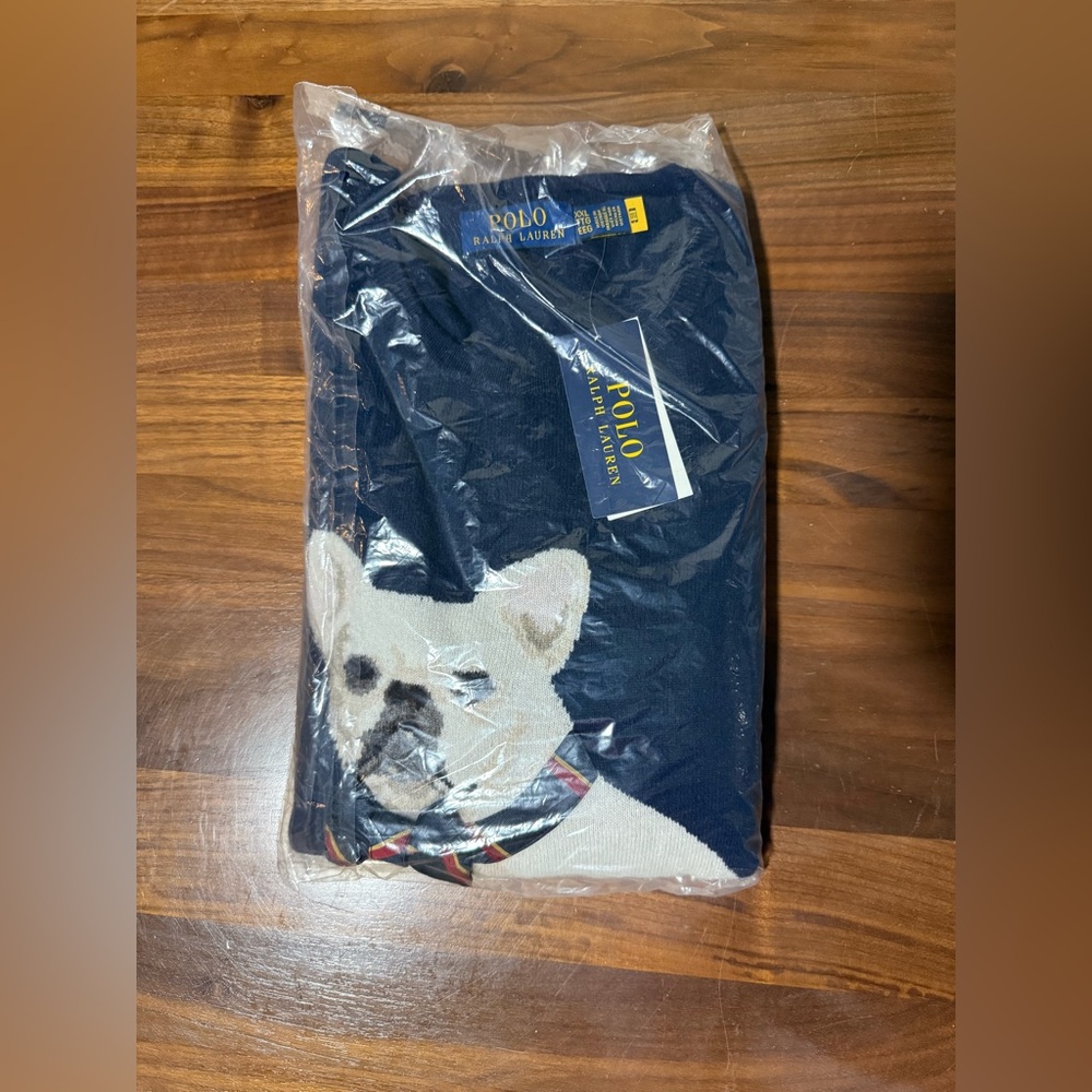 Polo Ralph Lauren Dog-Intarsia Cashmere Sweater Frenchie French Bulldog Navy XXL - Picture 7 of 9
